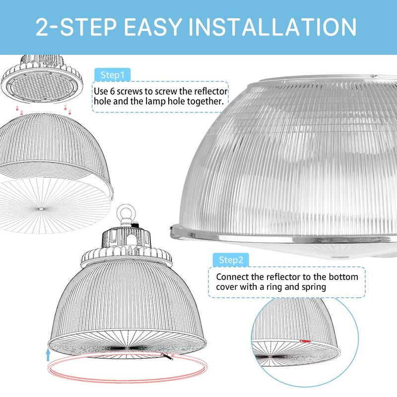 HYPERLITE 60 Degree PC Reflector ONLY for Hero Series LED High Bay Light (Clear with Cover) 2-Pack - Image 4